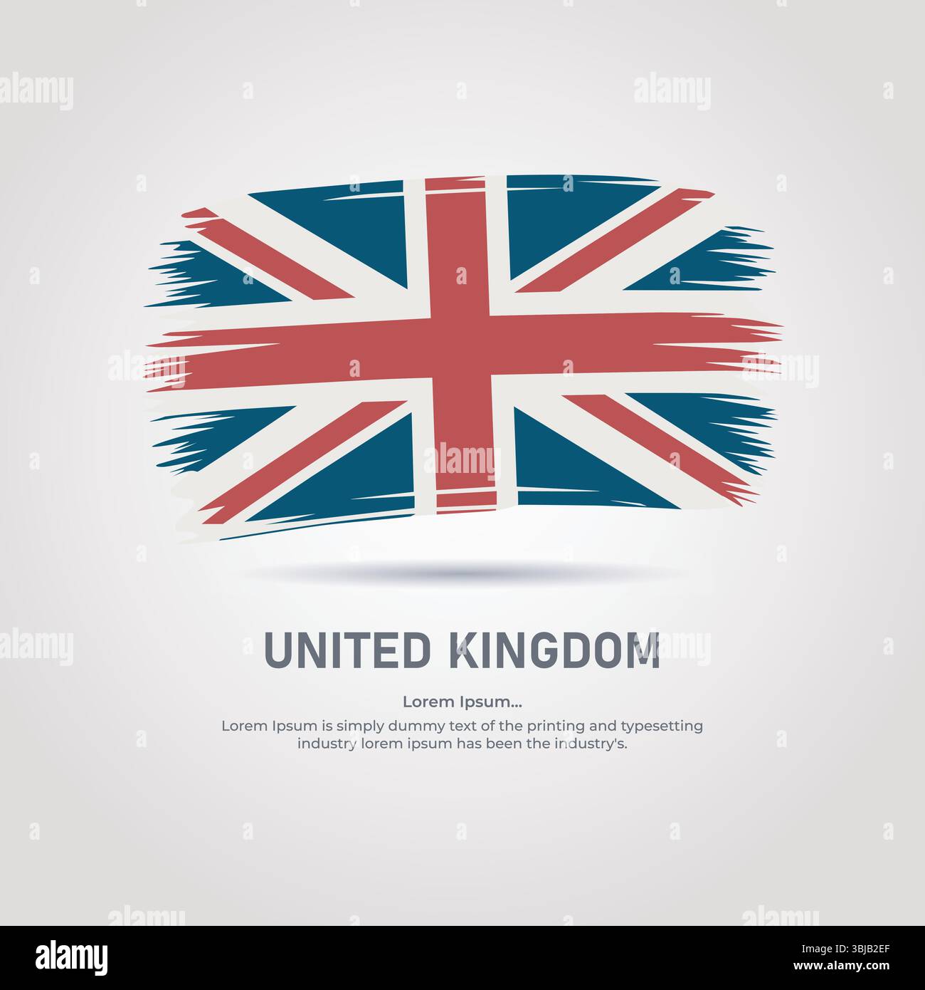 Bandiera del Regno Unito - bandiera americana - Brush Stroke Vector - Grunge Style Union Jack con testo modificabile Illustrazione Vettoriale