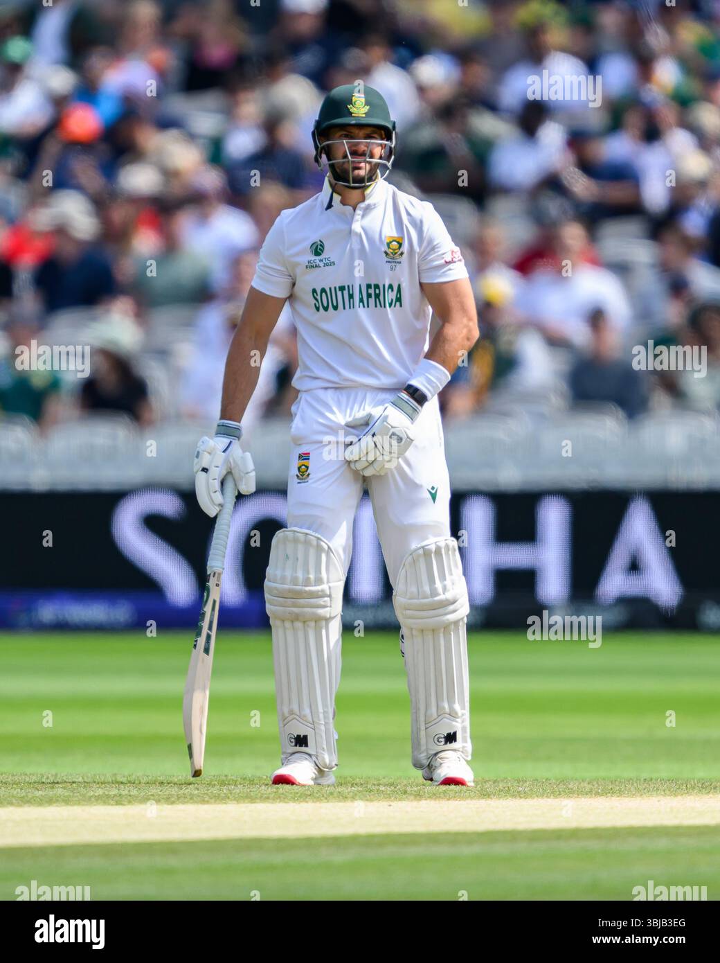 LONDRA, REGNO UNITO. 14 giugno: Aiden Markram del Sud Africa in azione durante la finale del Campionato del mondo di test 2025 ICC Australia vs Sud Africa al Lord's Cricket Ground sabato 14 giugno 2025 a LONDRA, REGNO UNITO. Crediti: Taka Wu/Alamy Live News Foto Stock