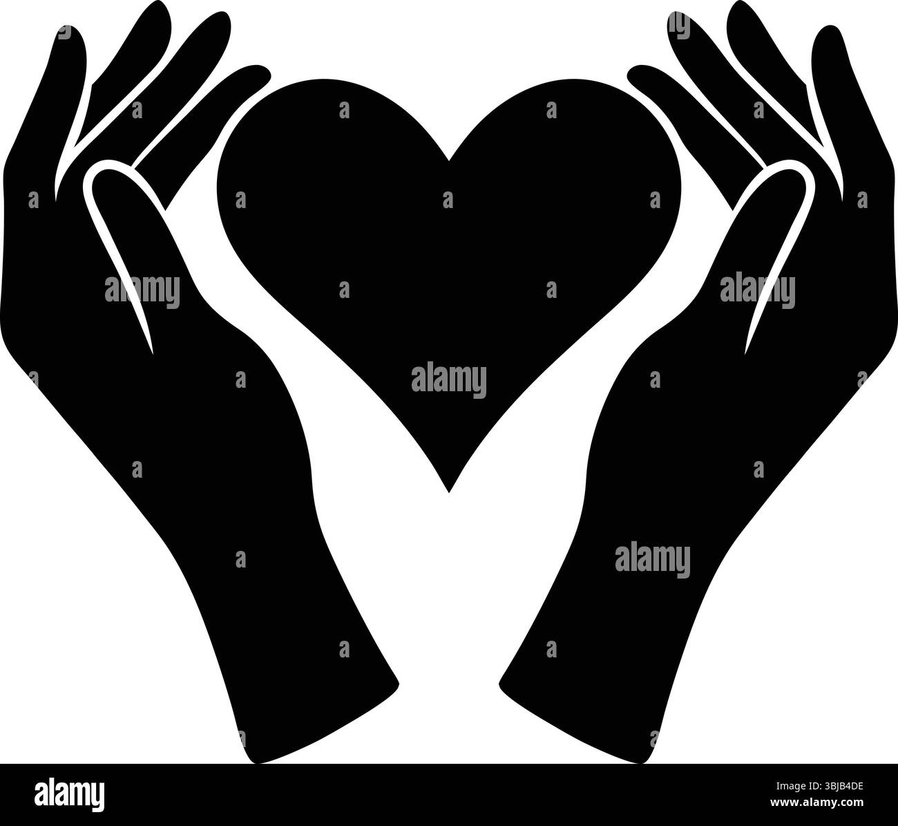 Le mani cullano un cuore d'amore Illustrazione Vettoriale