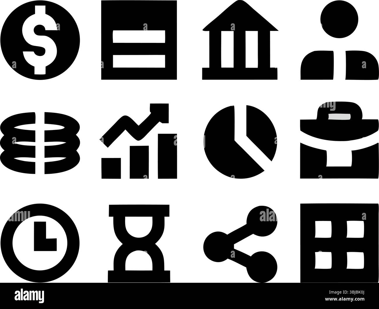 Business Strategy Icons raccolta Finanza analisi degli investimenti Gestione Time Portfolio Data e obiettivi finanziari Illustrazione Vettoriale