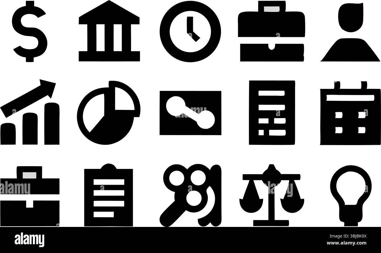 Business Growth Finanza e gestione icone Investment Banking Time Analytics e Strategy for Financial Success Vector Illustrazione Vettoriale