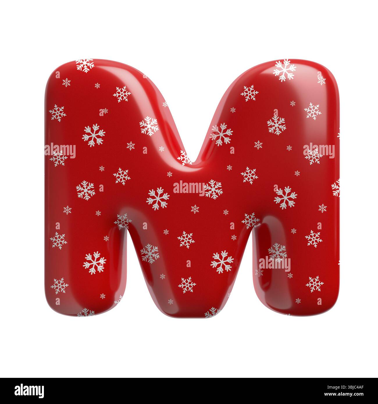 Lettera M fiocco di neve - font natalizio 3d maiuscola isolato su sfondo bianco. Questo alfabeto è perfetto per illustrazioni creative correlate ma non li Foto Stock