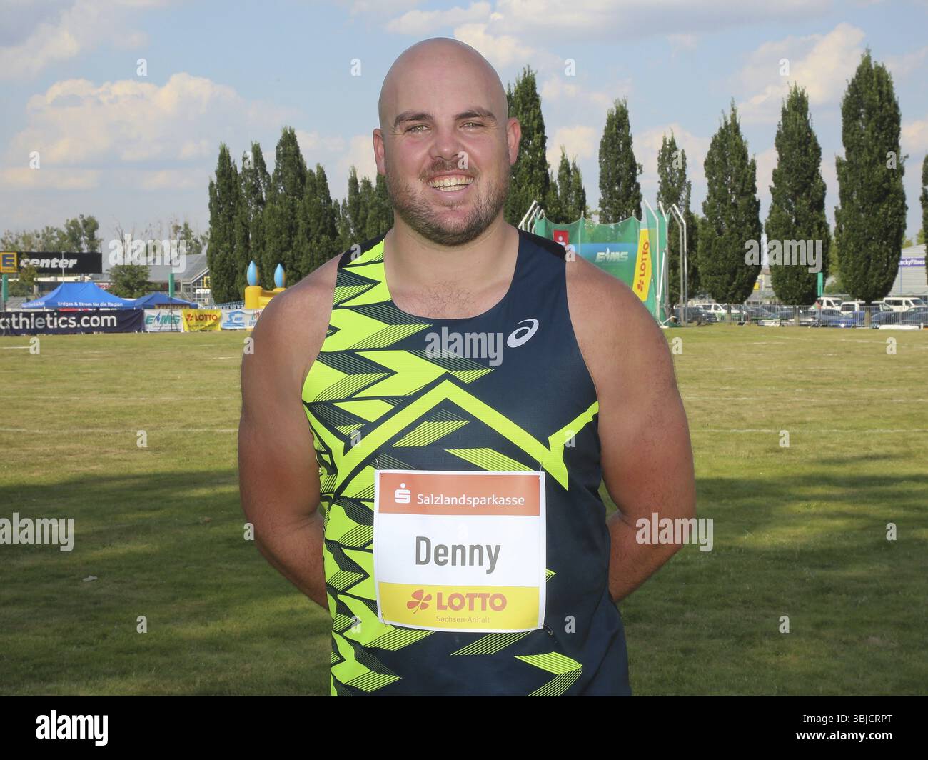 Il lanciatore australiano Matthew Denny alla 18a Schoenebeck SoleCup il 20 luglio 2024, Schoenebeck-Elbe, DE Foto Stock