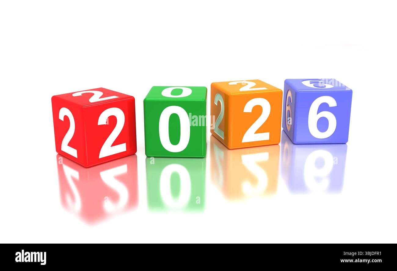 Nuovo anno 2026 Creative Design Concept - Mago con rendering 3D. Foto Stock