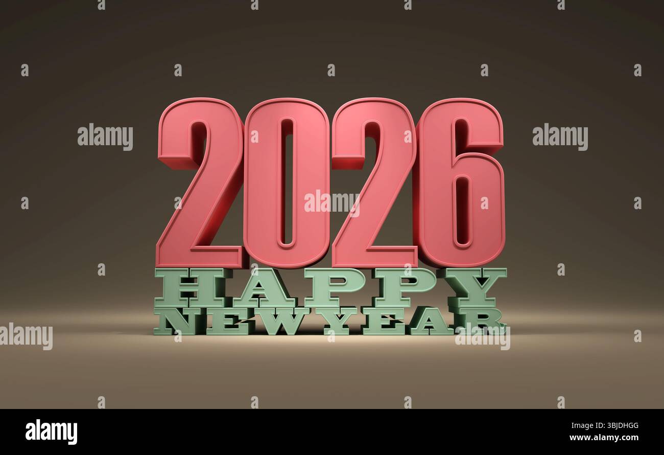 Nuovo concetto di progettazione creativa per il 2026 - immagine con rendering 3D. Foto Stock