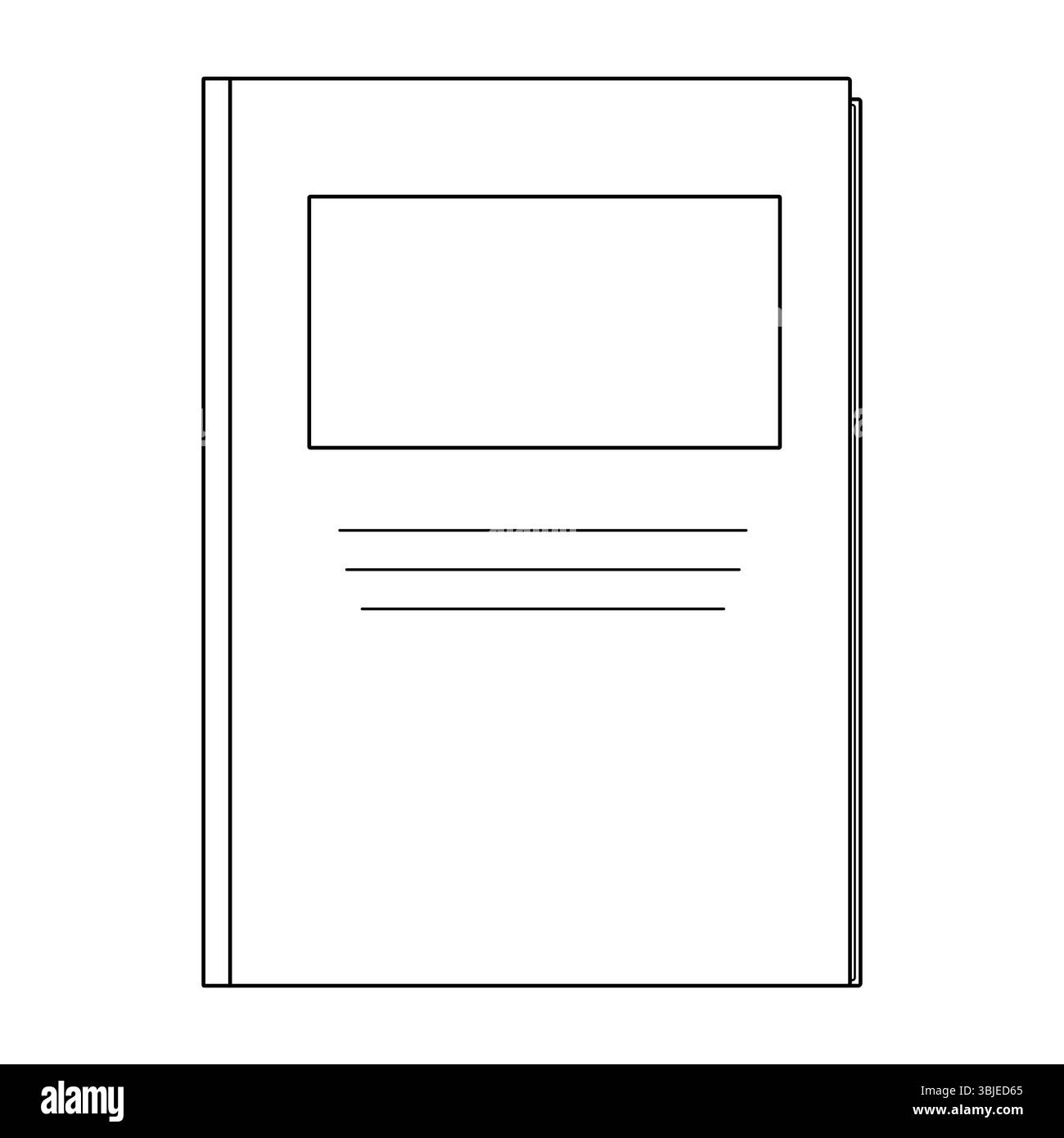 Pagina da colorare con illustrazione del contorno con il notebook scolastico. Per intrattenere i bambini, tornare a scuola o studiare design in bianco e nero, fai da te Illustrazione Vettoriale