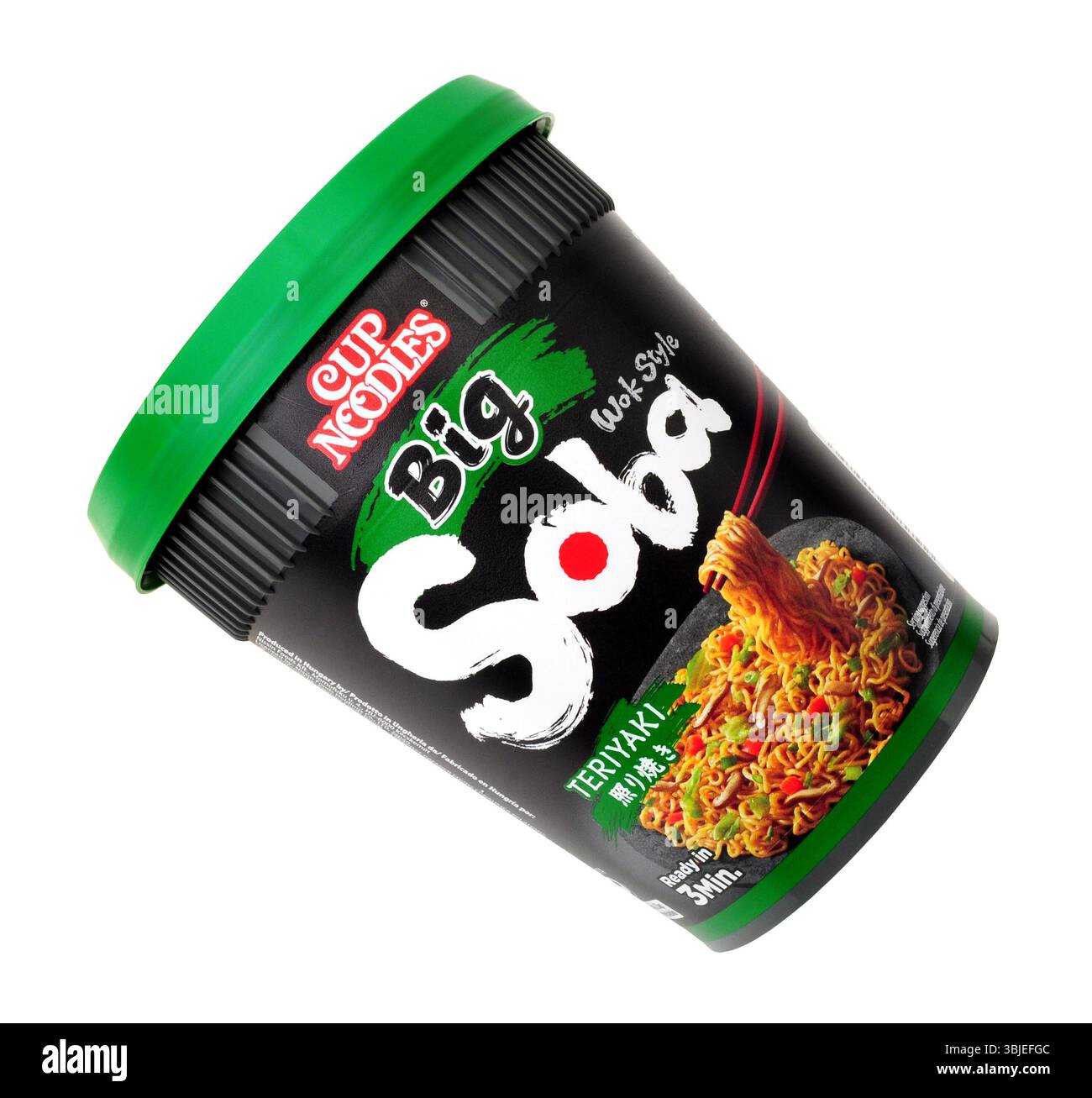 Spaghetti spaghetti spaghetti spaghetti istantanei grandi Soba in stile wok in una vasca da 113 g. Foto Stock