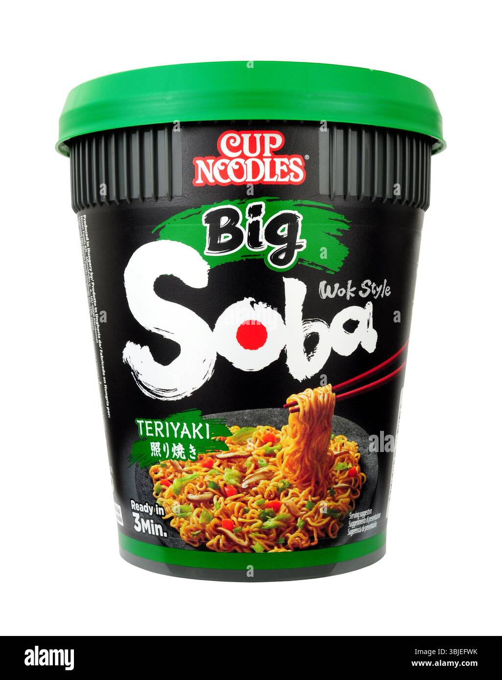 Spaghetti spaghetti spaghetti spaghetti istantanei grandi Soba in stile wok in una vasca da 113 g. Foto Stock