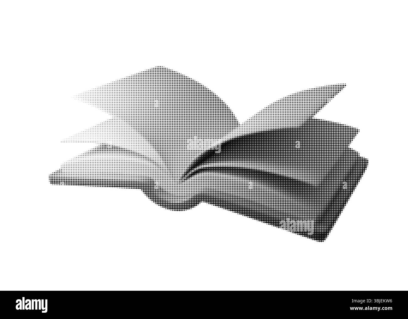 Illustrazione vettoriale di un libro aperto in stile mezzitoni, che simboleggia la conoscenza e l'istruzione. Perfetto per l'apprendimento, l'alfabetizzazione e i temi accademici. Alto Illustrazione Vettoriale