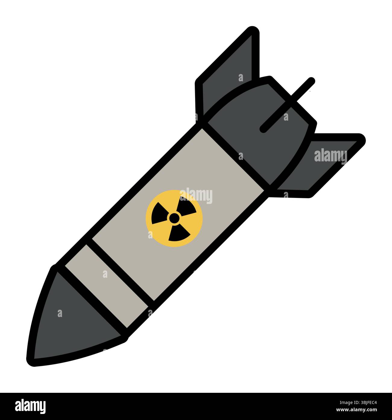 Illustrazione del missile nucleare con simbolo di avvertimento Illustrazione Vettoriale