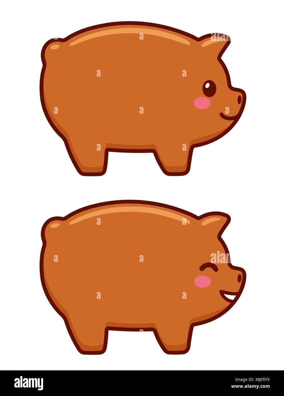 Marranitos, puerquitos o chichimbré, tradizionali biscotti messicani a forma di zenzero con simpatici volti di cartoni animati. Simpatica illustrazione vettoriale. Illustrazione Vettoriale