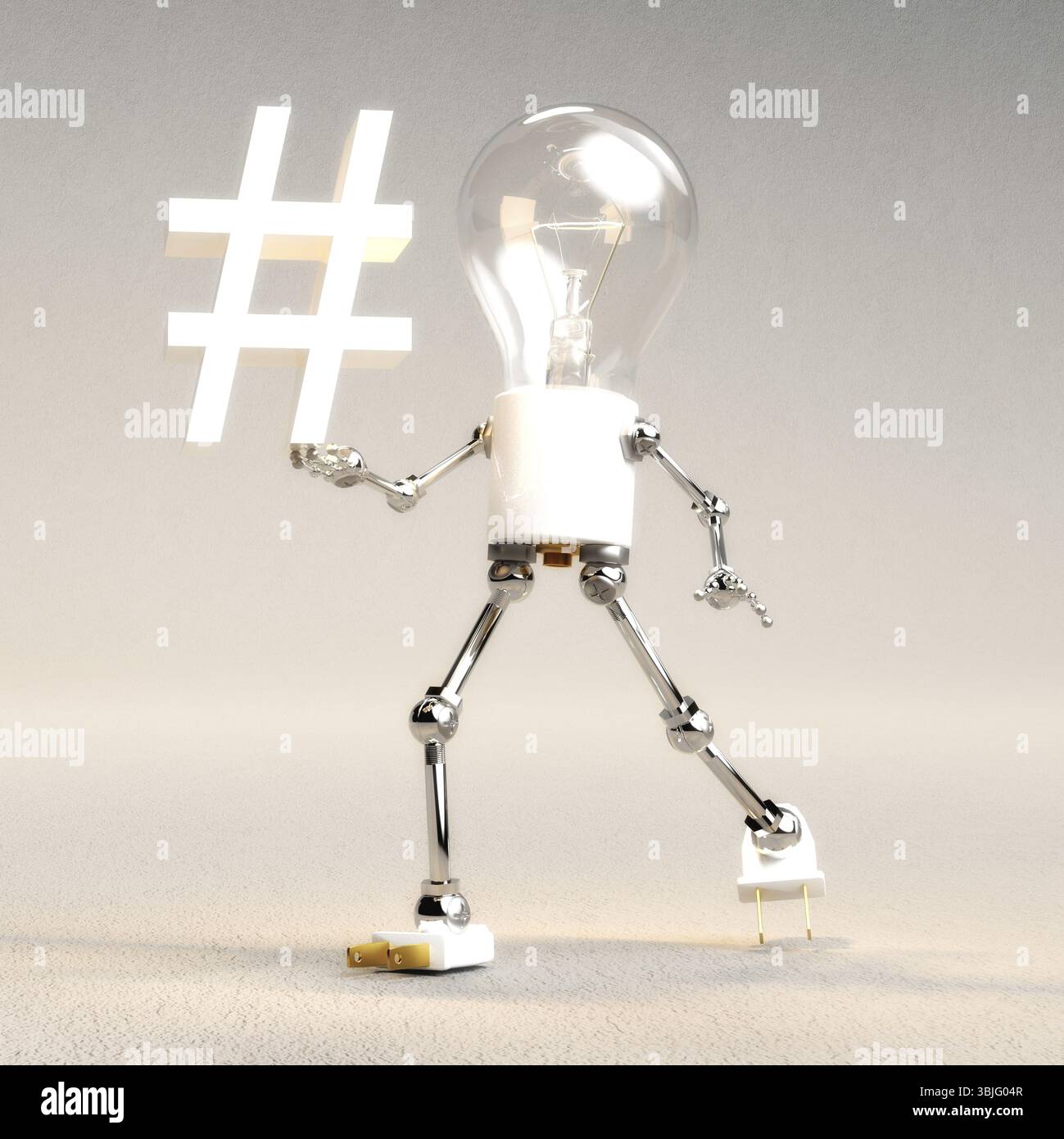 Digitali 3D illustrazione di una lampadina Guy Foto Stock