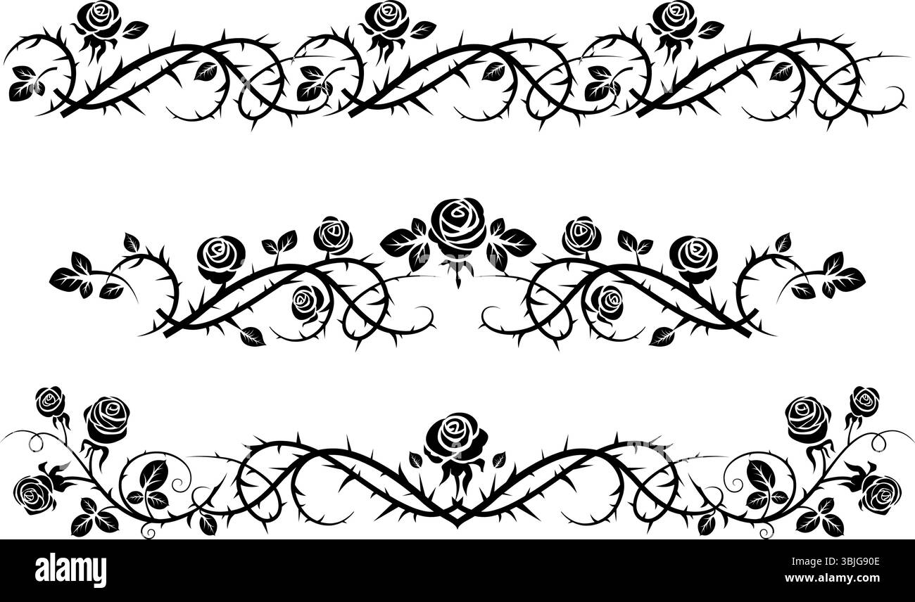 Bordi delle rose impostati Illustrazione Vettoriale