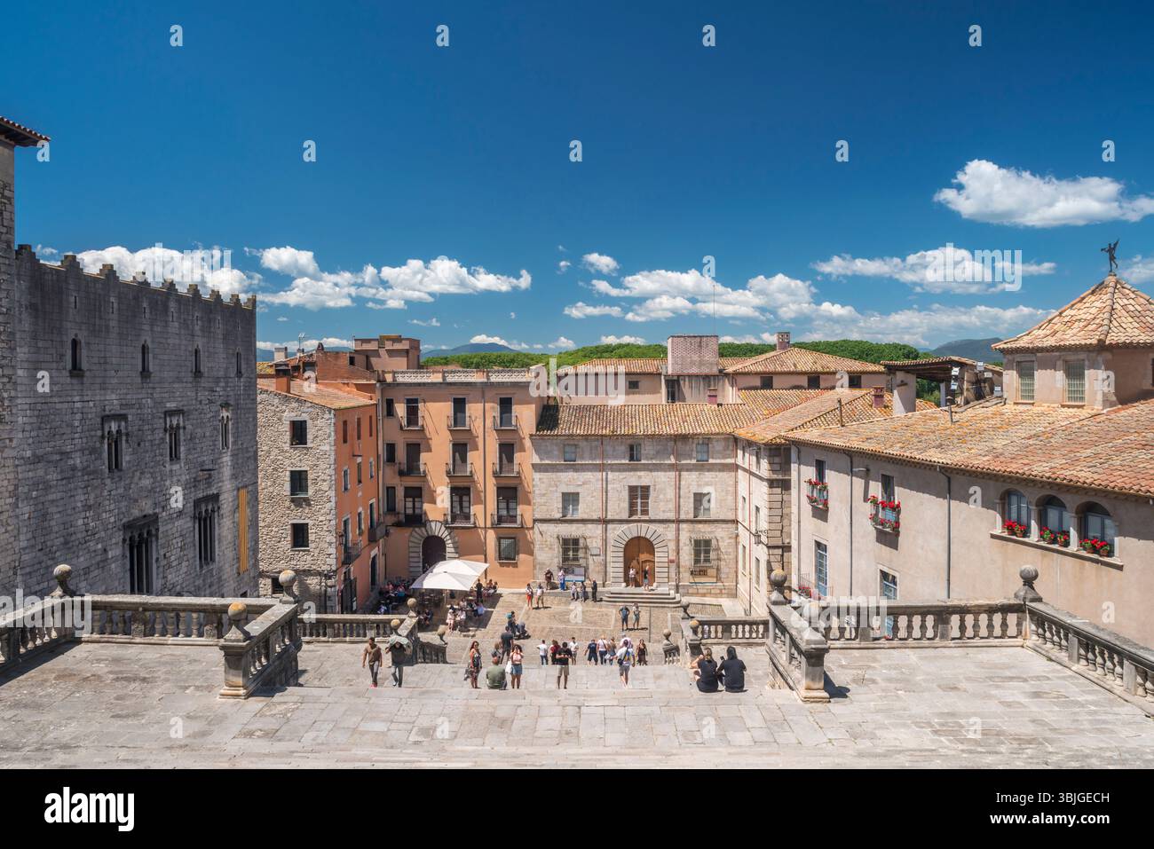 SCALA CATTEDRALE CITTÀ VECCHIA GIRONA CATALOGNA SPAGNA Foto Stock