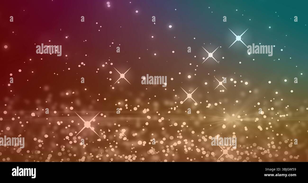 Sfondo a gradiente astratto che splende su tela, con punti bokeh e scintille a forma di stella Foto Stock