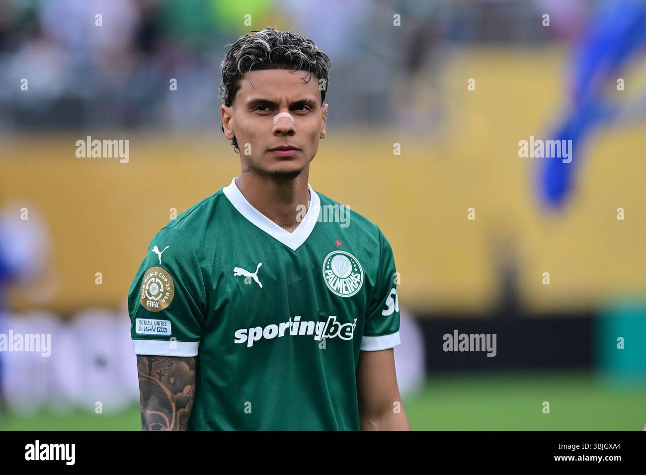NEW YORK (NY), 06/15/2025 - CLUB WORLD CUP/PALMEIRAS X PORTO (POR) - Richard Rios di Palmeiras , durante la partita tra PALMEIRAS X PORTO (POR), valida per il primo round della fase a gironi della Coppa del mondo FIFA Club 2025, tenutasi presso il MetLife Stadium di New York, nella notte di questa domenica 15. (Foto: Eduardo Carmim/Alamy Live News) Foto Stock