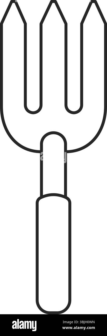 Forchetta da giardinaggio strumento manuale per disertare in un'icona vettoriale Illustrazione Vettoriale