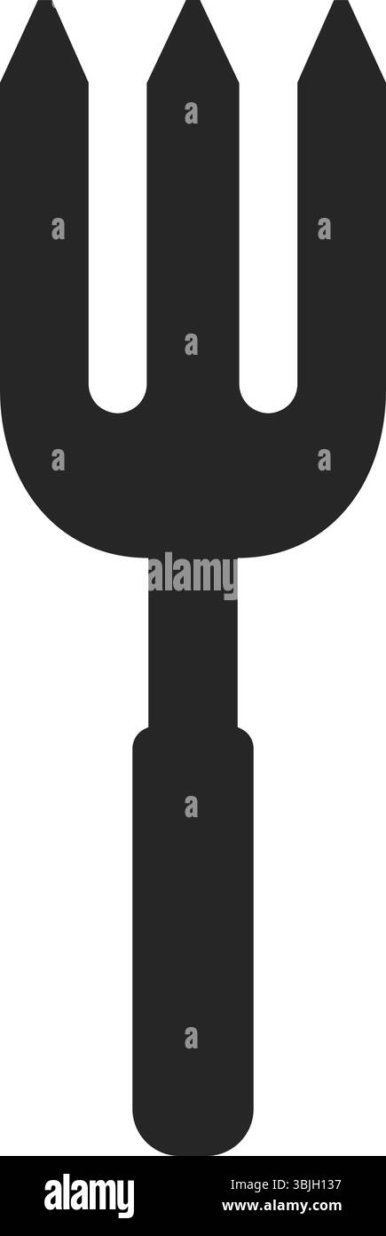 Forchetta da giardinaggio per disertare in un'icona vettoriale di silhouette Illustrazione Vettoriale