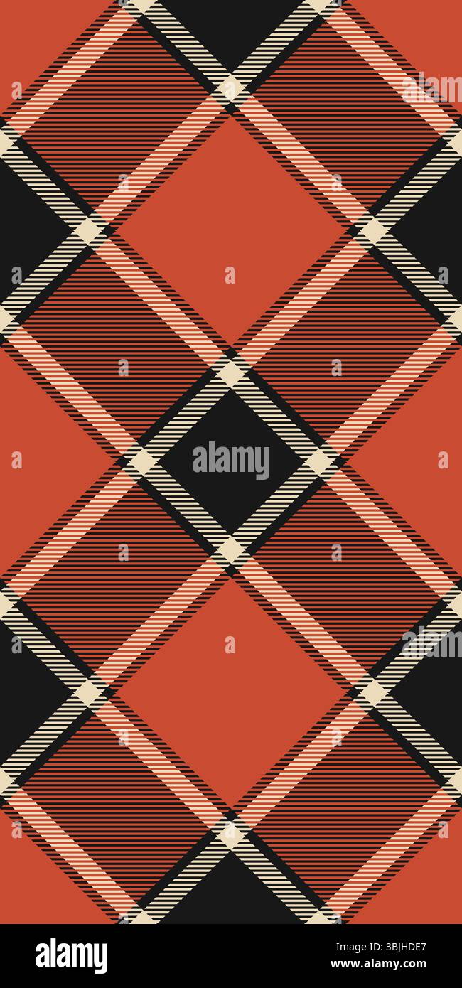 Motivo geometrico astratto a quadri con tonalità autunnali calde. Perfetto per il design tessile, la moda autunnale e il branding stagionale. Illustrazione Vettoriale