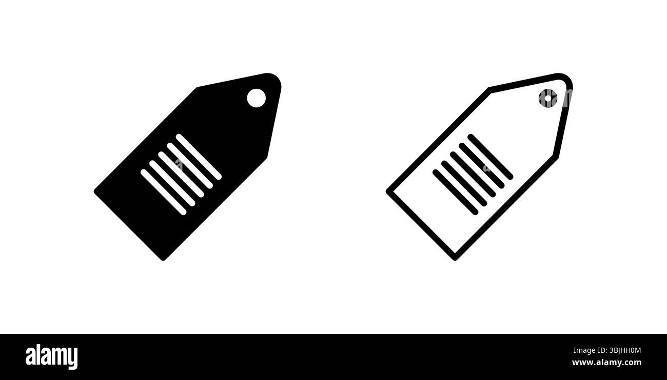 Set di icone di etichette per le etichette dei prezzi e gli espositori di merchandising Illustrazione Vettoriale