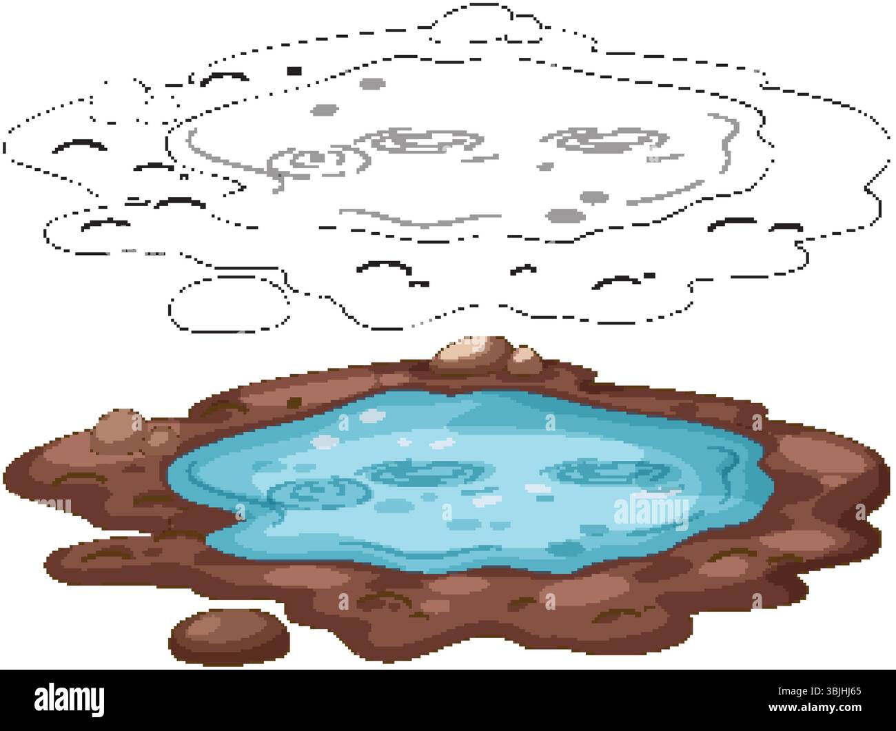 Illustrazione vettoriale di un fango con rocce in stile cartoni animati, con versioni sia colorate che sagomate per un uso versatile Illustrazione Vettoriale