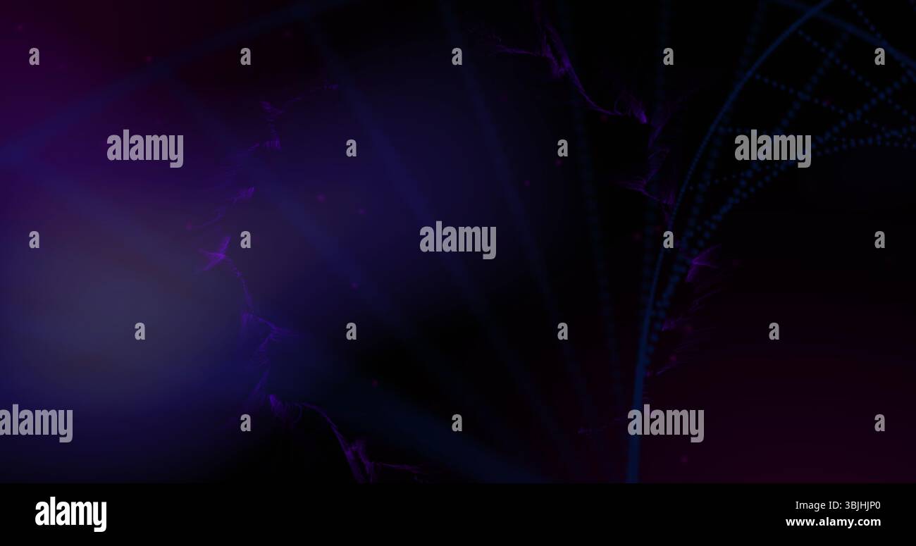 Irradia un arco di forma frattale in astrazione digitale, con bagliore blu viola, spazio di copia Foto Stock