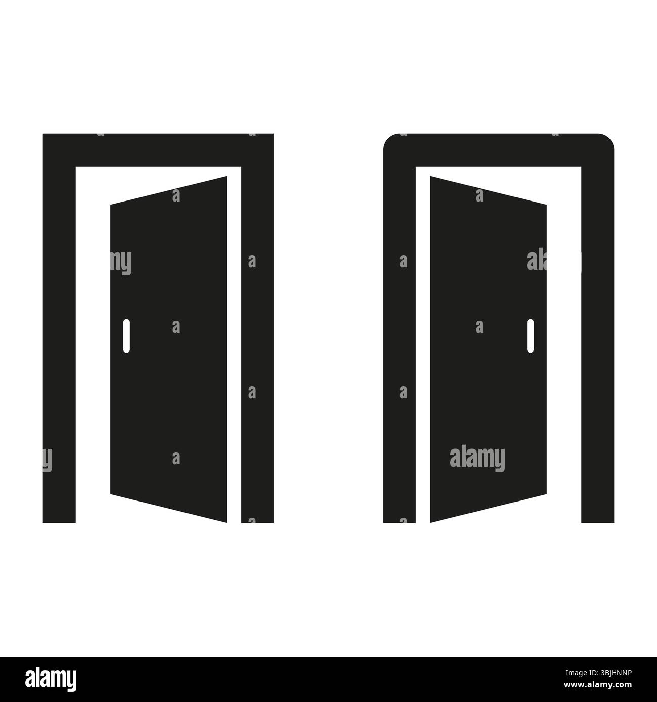 Ingresso a doppia porta. Aprire la porta vettoriale. Simbolo di accesso all'edificio. Grafico del portale della casa Illustrazione Vettoriale