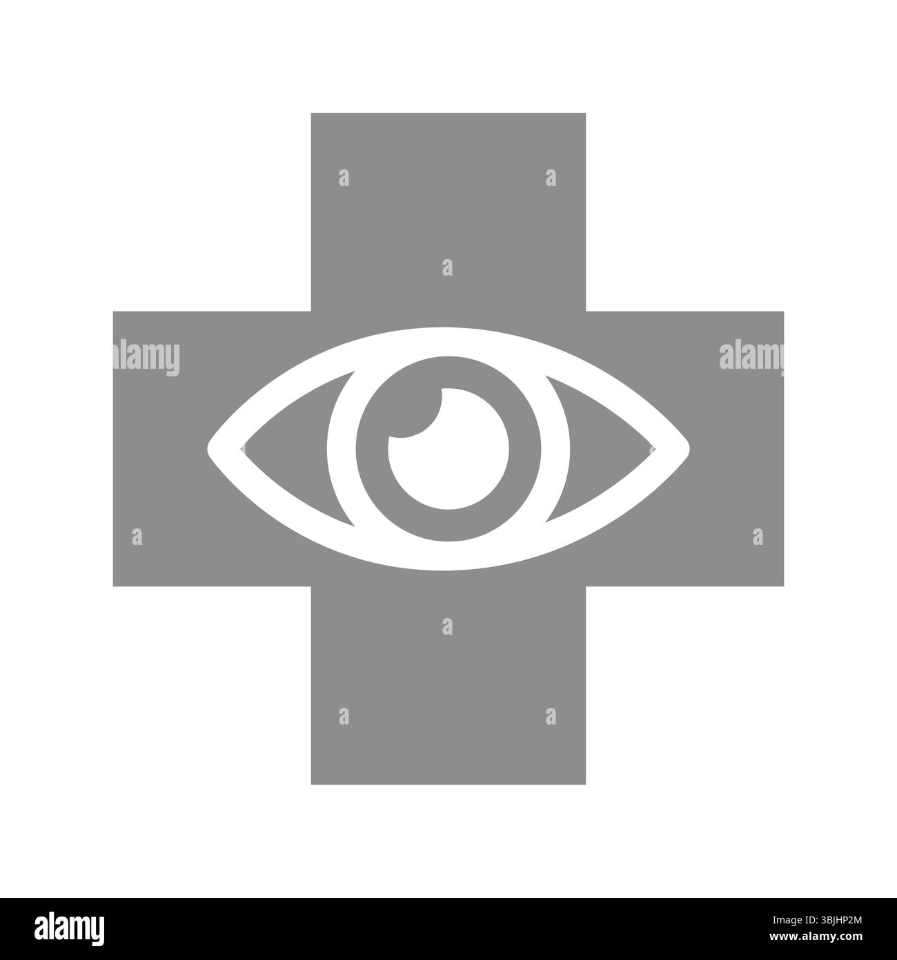 Clinica oftalmologica con croce medica. Icona vettoriale della clinica medica e della medicina degli occhi. Illustrazione Vettoriale