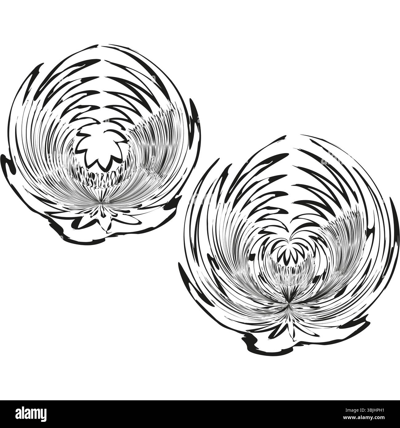 Icona a spirale attorcigliata. Simbolo di doppio vortice. Forma di movimento astratto. Forma concentrica vettoriale. Illustrazione Vettoriale