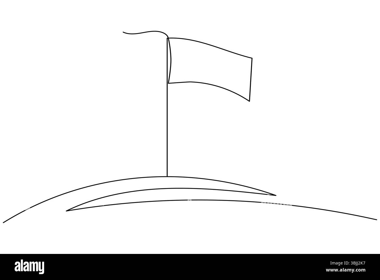 Bandiera nazionale su asta continua una linea disegnando stile minimalista isolare illustrazione del contorno Illustrazione Vettoriale