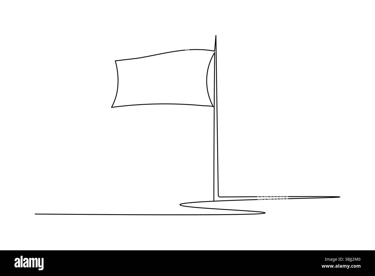 Bandiera nazionale su asta continua una linea disegnando stile minimalista isolare illustrazione del contorno Illustrazione Vettoriale