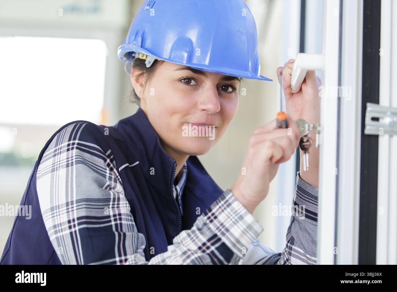 ritratto di una donna fabbro Foto Stock