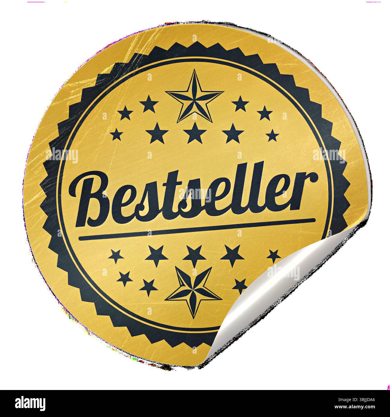Adesivo con logo premium più venduto – sigillo con stella d'oro per i migliori prodotti e promozioni Illustrazione Vettoriale