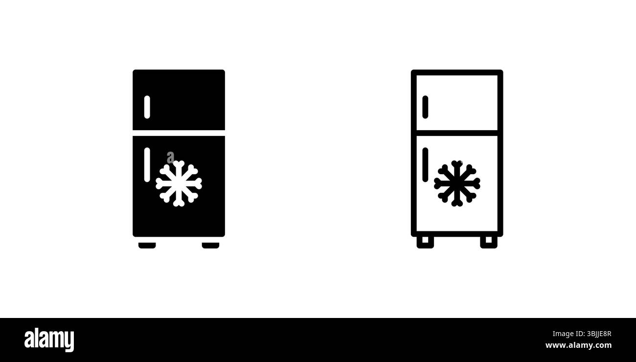 Set di icone del frigorifero per conservare gli alimenti e mantenere freschi gli oggetti in cucina Illustrazione Vettoriale