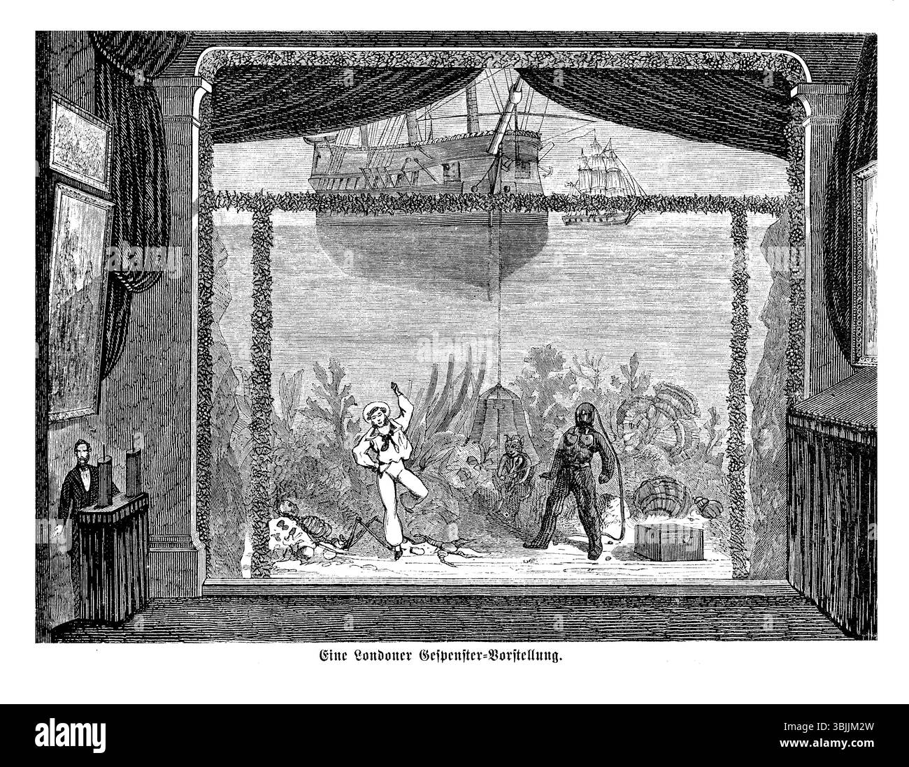 Spettacolo spettrale a Londra: Fantasia subacquea, illustrazione del XIX secolo Foto Stock