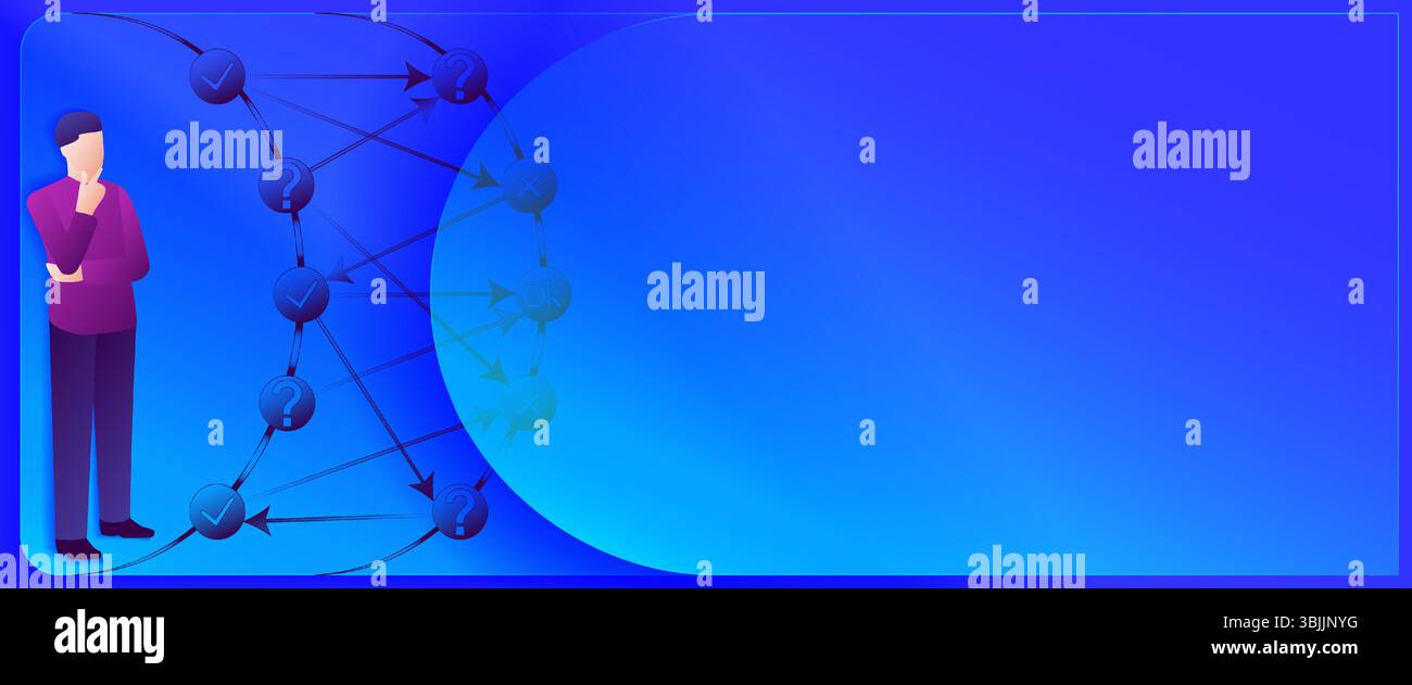 Struttura decisionale per identificare un problema o un'opportunità nel processo decisionale. Morfismo del vetro. Modello rettangolare. Illustrazione vettoriale. Illustrazione Vettoriale