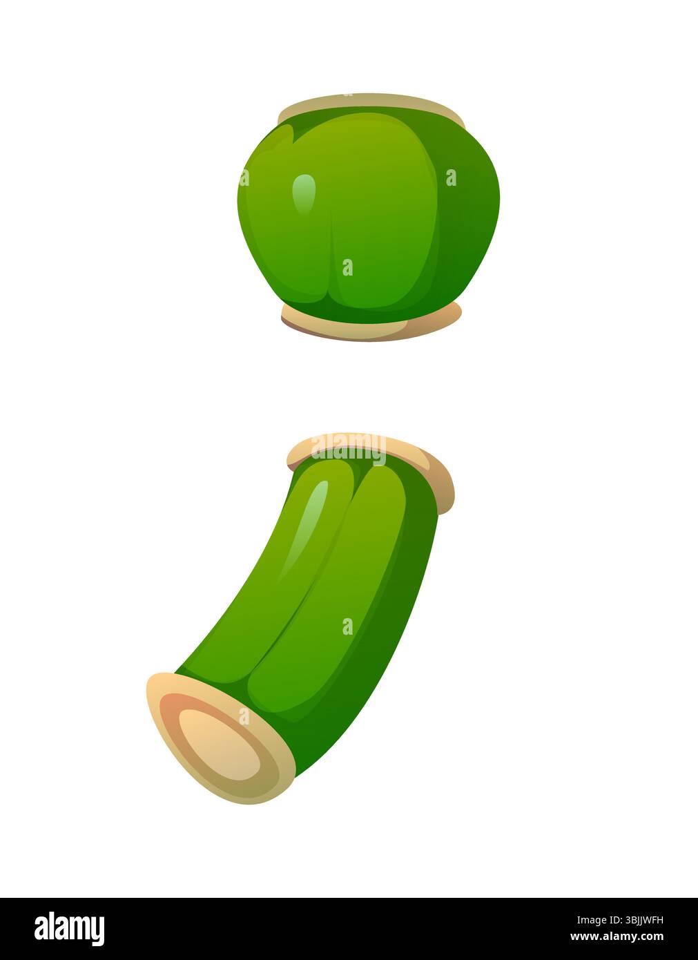 Punto e virgola dei caratteri delle piante di bambù da giardino. Elemento tipografico albero giardino asiatico, pianta foresta giapponese isolato vettore cartoon alfabeto inglese carattere speciale. Cartello tipo bambù nella giungla Illustrazione Vettoriale