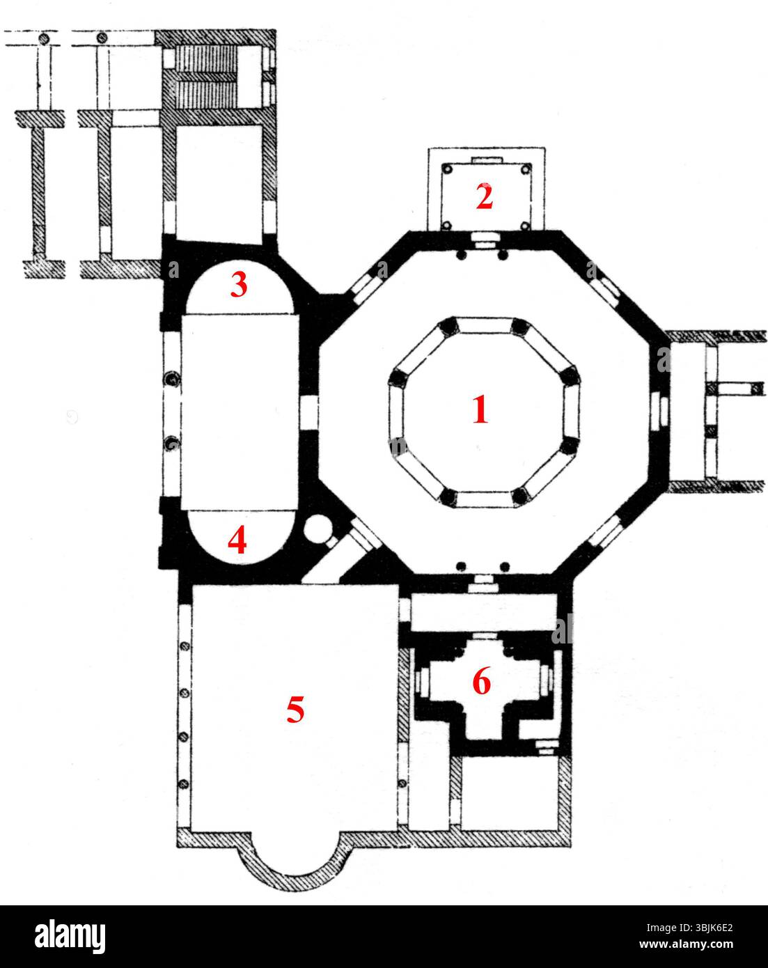 Il piano del 1887-1901 di San Giovanni in fonte (Battistero del Laterano) di Georg Dehio e Gustav von Bezold illustra la struttura architettonica di questo importante sito cristiano di Roma. Il piano evidenzia le principali caratteristiche strutturali e gli elementi di progettazione. Foto Stock