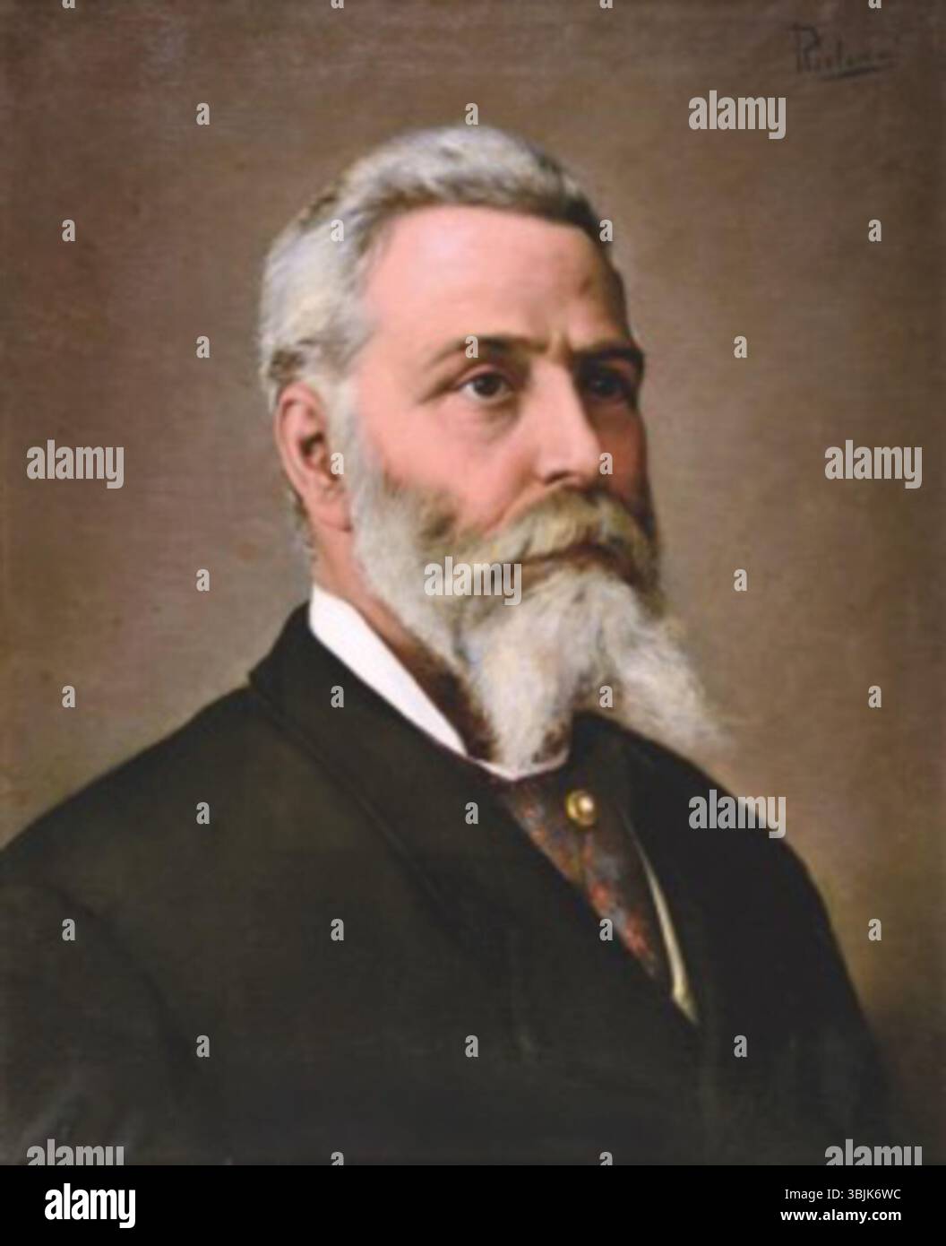 *Ritratto di Thaulero* di Pasquale Celommi (1851-1928) è un ritratto che mostra le somiglianze di Thaulero, catturato in uno stile raffinato e realistico. Il dipinto mette in evidenza l'abilità di Celommi nell'espressione umana e nella ritrattistica. Foto Stock