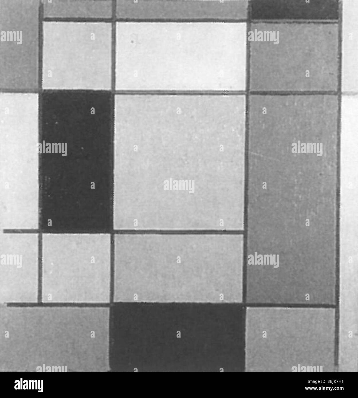 *Composizione III* (1920) è un primo dipinto astratto di Piet Mondrian, che utilizza forme geometriche audaci e colori primari. Questo pezzo segna una transizione nel lavoro di Mondrian verso un'astrazione più strutturata e formale. Foto Stock