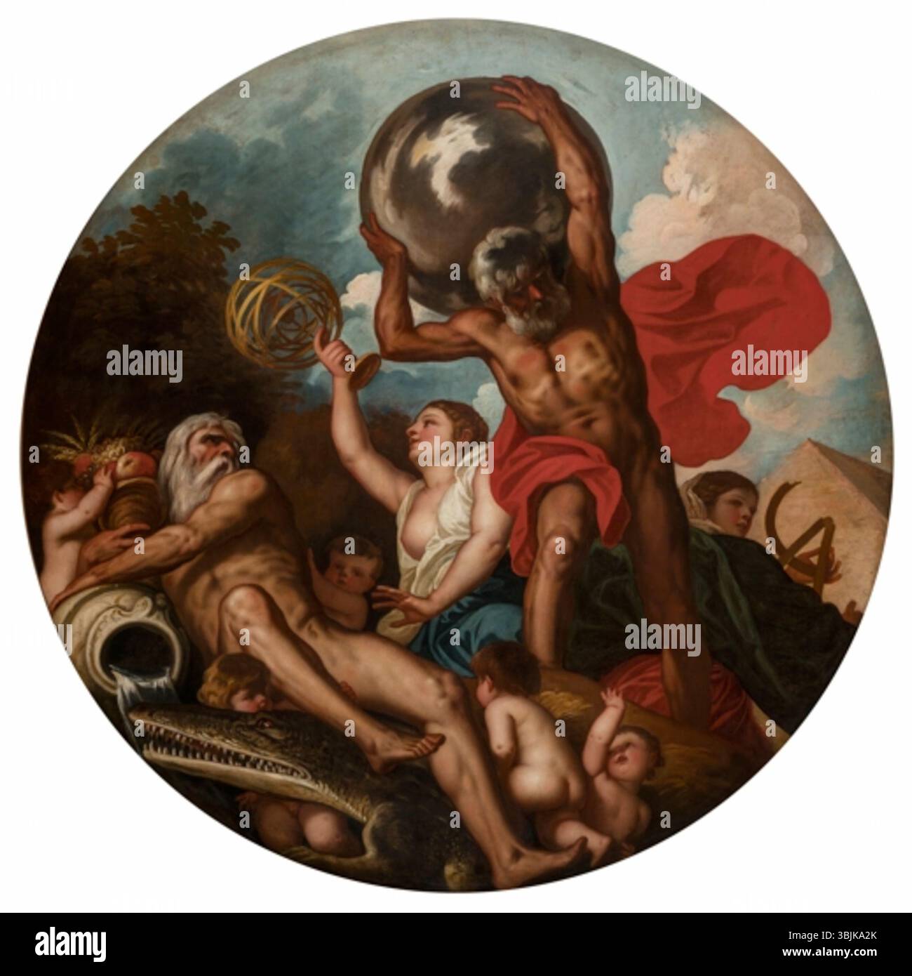 L'Allegoria di Astrologia (1635) di Alessandro Varotari in olio su tela illustra la rappresentazione simbolica dell'astrologia. Fa parte di una collezione della Biblioteca Marciana di Venezia. Foto Stock