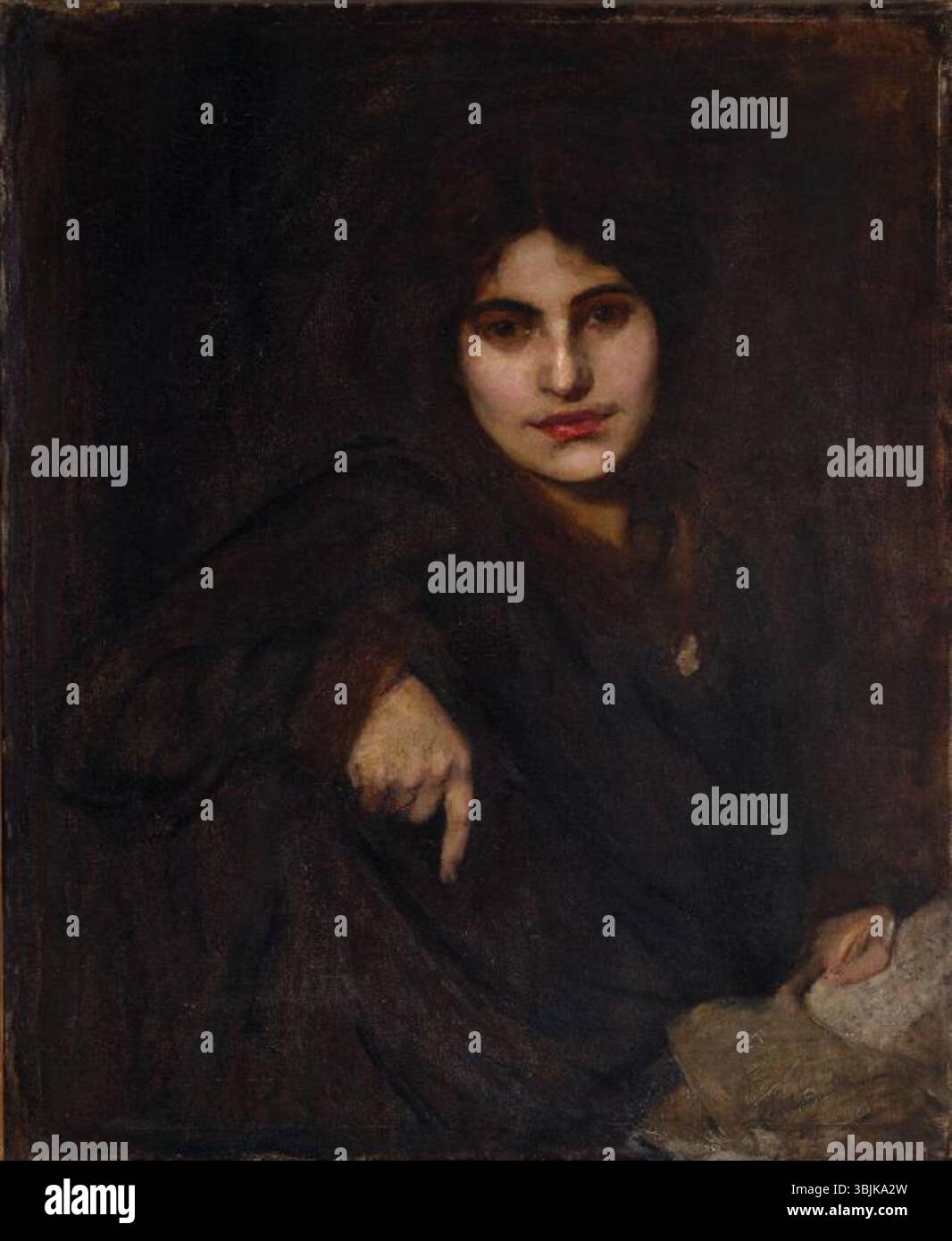 Dipinto intorno al 1920 da Grace Joel, questo ritratto ad olio raffigura sua nipote Kathleen come una musicista, mostrata seduta con uno strumento musicale, sottolineando l'attenzione di Joel sulla ritrattistica espressiva. Foto Stock