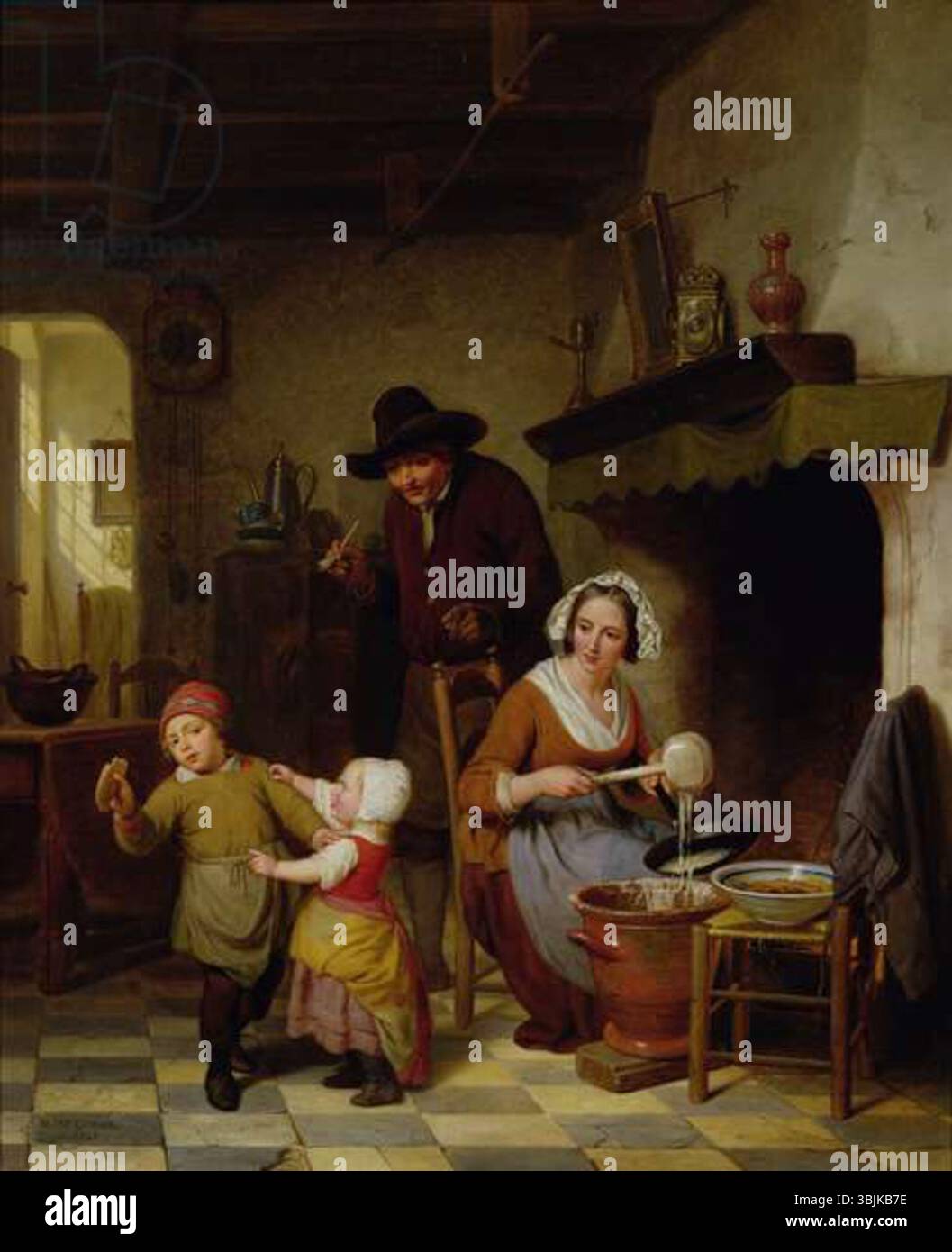 BAL59387 Pancake Day, 1845 di Loose, Basile de (1809-85); Haynes fine Art at the Bindery Galleries, Broadway; olandese, fuori copyright. Foto Stock