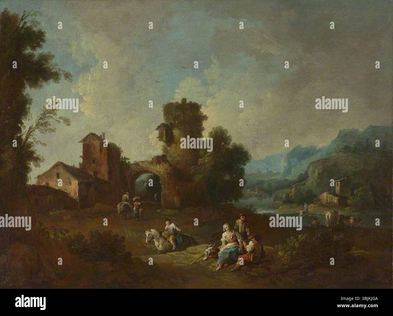 Zais, Giuseppe; paesaggio con una torre in rovina; la National Gallery, Londra; http://www.artuk.org/artworks/landscape-with-a-ruined-tower-114676 Foto Stock