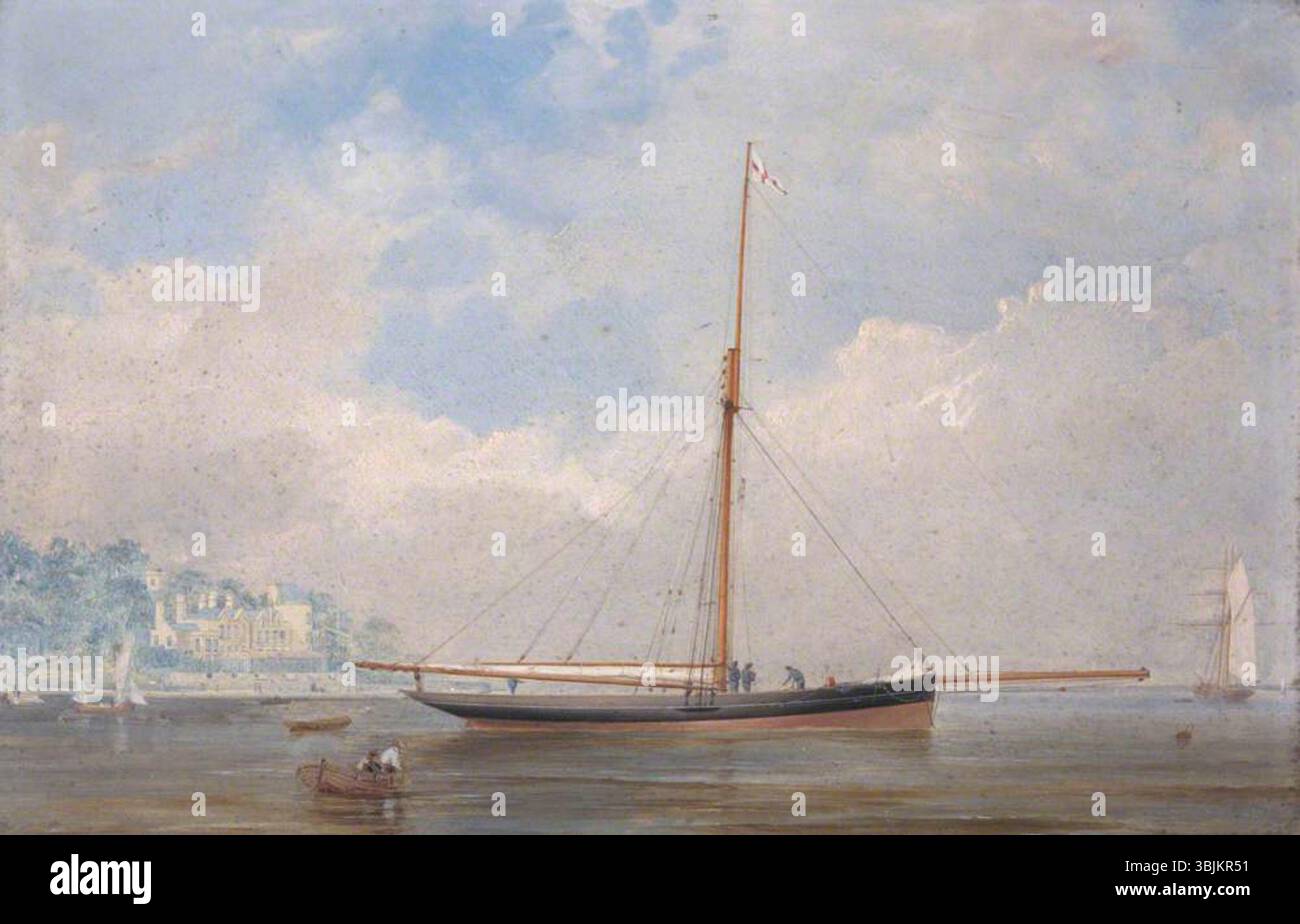 Gregory, Charles; A Single-Masted Yacht; National Trust, Arlington Court e National Trust Carriage Museum; http://www.artuk.org/artworks/a-single-masted-yacht-99273 Foto Stock