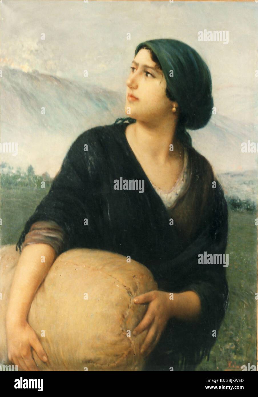 *La profuga* di Pasquale Celommi (1919) è un dipinto di una donna sfollata, che riflette temi di migrazione e lotta. L'opera ritrae la figura di una donna in un momento di transizione, catturando la profondità emotiva del soggetto. Foto Stock