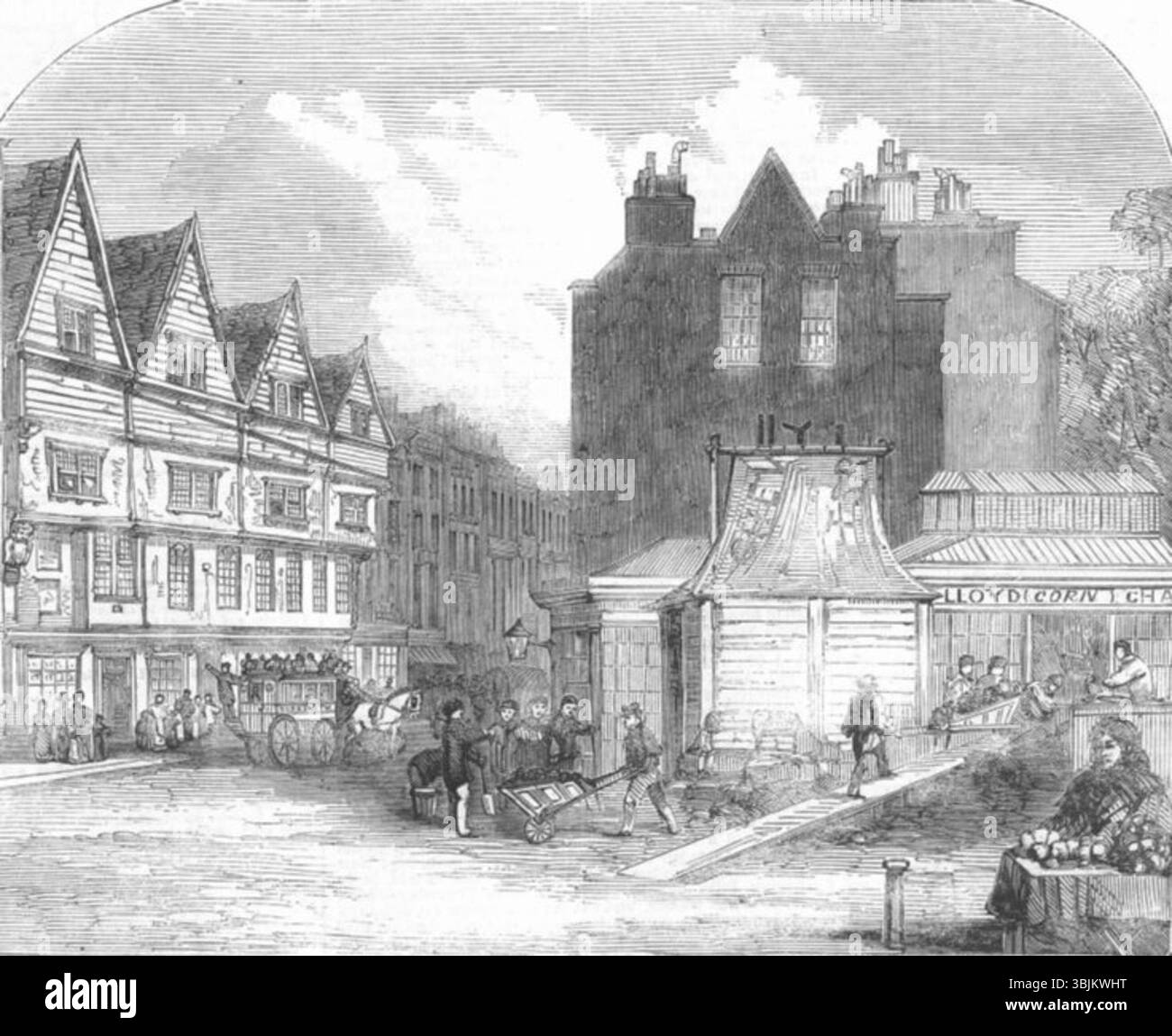 Questa incisione in legno del 1859 di "The Illustrated London News" illustra un'operazione noiosa nei pressi di Gray's Inn Lane, Londra, per la costruzione del principale sistema di drenaggio della città, un significativo sviluppo delle infrastrutture urbane. Foto Stock