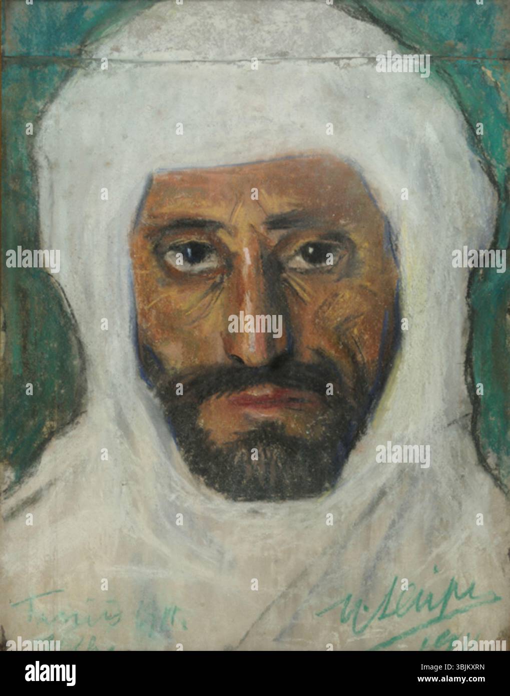 *Beduiin* di Ants Laikmaa (1866-1942) è un dipinto del 1911 creato con carta e pastello. Presenta una figura beduina, che mostra l'esplorazione di Laikmaa di soggetti culturali stranieri all'interno dell'arte estone. Foto Stock