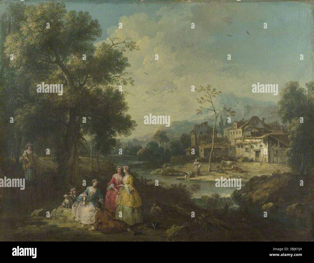 Zais, Giuseppe; paesaggio con un gruppo di figure; la National Gallery, Londra; http://www.artuk.org/artworks/landscape-with-a-group-of-figures-114669 Foto Stock