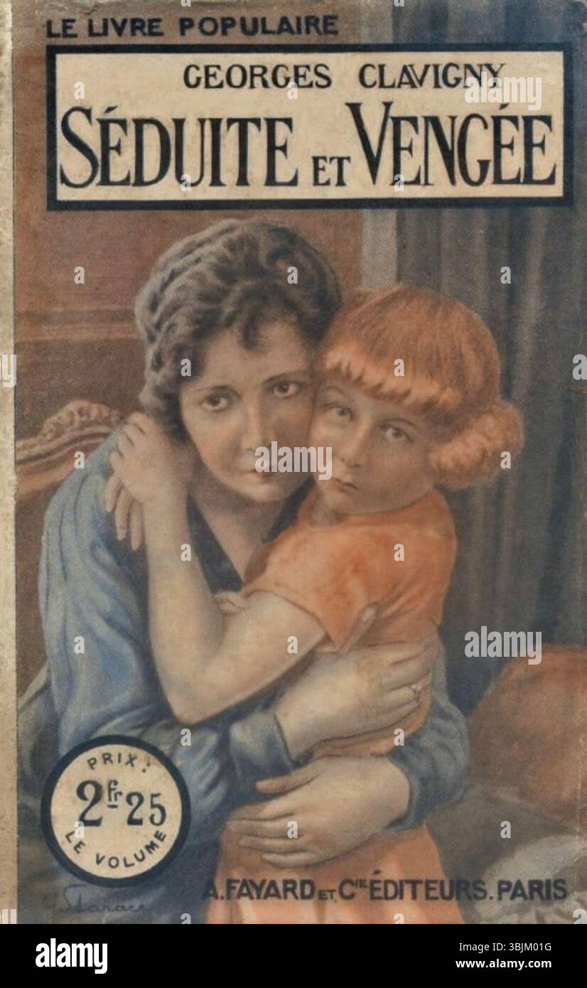 L'illustrazione di copertina di Gino Starace per il romanzo del 1929 di Georges Clavigny "Séduite et vengée" (sedotto e vendicato) ritrae una scena drammatica e romantica, in linea con i temi della passione e della vendetta del romanzo. Foto Stock